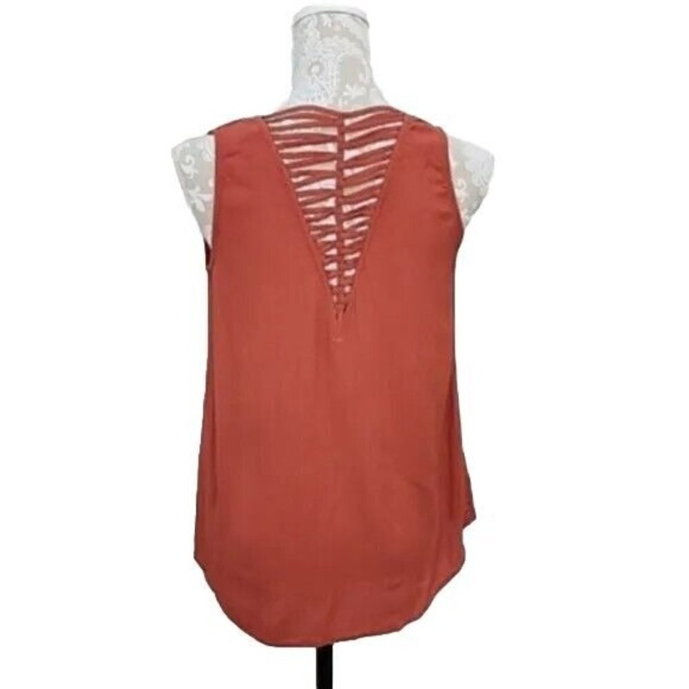 See U Soon Burnt Orange Tank with Back Cut Out Design. Medium